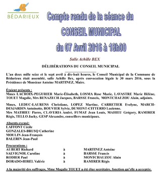 Compte rendu du 07.04.2016